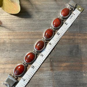 Exex Red Jasper Oval Link Bracelet